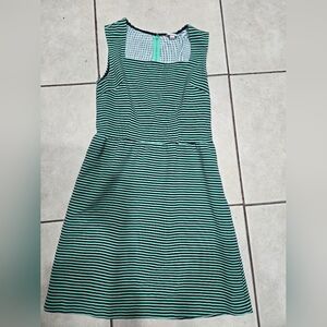 Merona Fit and flare turquoise stripe dress medium